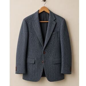 Vintage Harris Tweed Wool Sport Coat Blazer Gray Herringbone Made in USA 42R